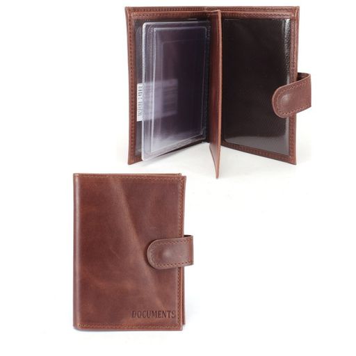 Обложка для авто+паспорт-Croco-ВП-1022 с хляст, двойн стенка, натуральная кожа коричневый тем пулл-ап (219) 243976