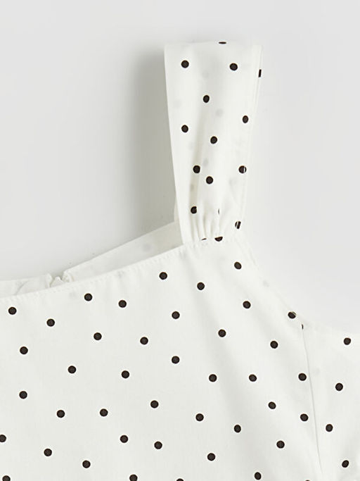 Kare Yaka Puantiyeli K?z ?ocuk Elbise