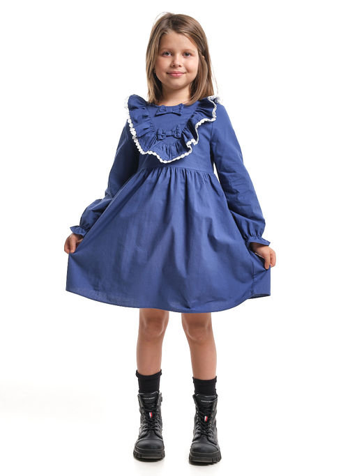 Платье для девочки нарядное детское праздничное UD 8051 серо-синий - Mini maxi фото 3