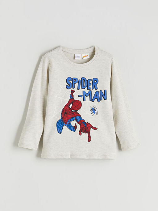 Bisiklet Yaka Spider-Man Bask?l? Erkek ?ocuk Pijama Tak?m?