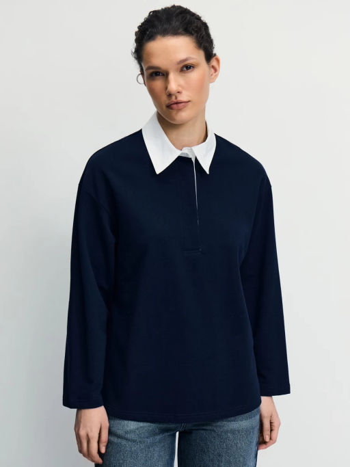 Хлопковый джемпер с отложным воротником / Zarina