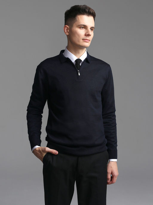 Джемпер мужской с воротником поло GREG G129-EV (т.синий)  фото 6