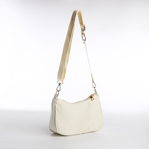 Сумка-багет на молнии, цвет молочный - Nazamok фото 4