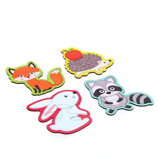 Пазлы-половинки 4 в 1 «Лесные зверята»