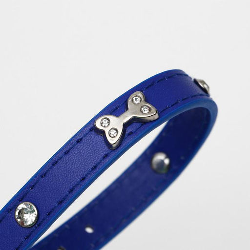 Ошейник Бантики и стразы,38 х 1,5 см, ОШ 27-33, синий - Пижон фото 6