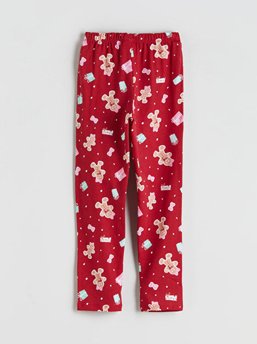 Beli Lastikli Y?lba?? Temal? K?z ?ocuk Pijama Alt?