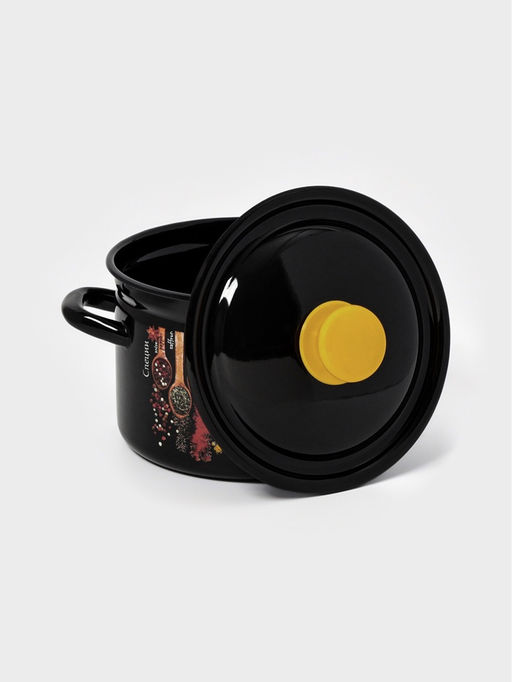 Кастрюля эмалированная «Карри», 3 л, d=19.2 см, цилиндрическая, чёрная