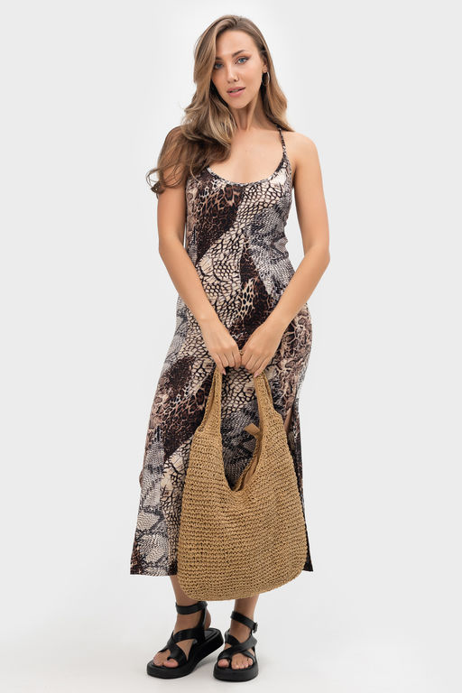 Платье комбинация летнее пляжное на бретельках вискоза