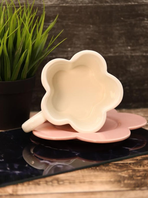 Кружка керамическая с блюдцем Cozy dishes, white