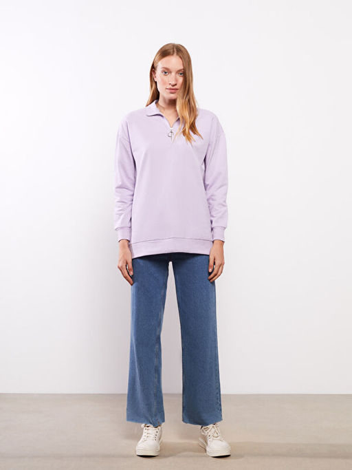 Dik Yaka D?z Uzun Kollu Kad?n Pijama ?st