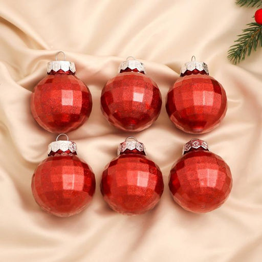 Ёлочные игрушки Диодора, шары новогодние, набор 6 шт., d=6 см, красный