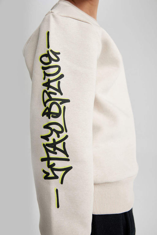 Новый свитшот обычного кроя с круглым вырезом для мальчиков - Defacto фото 7