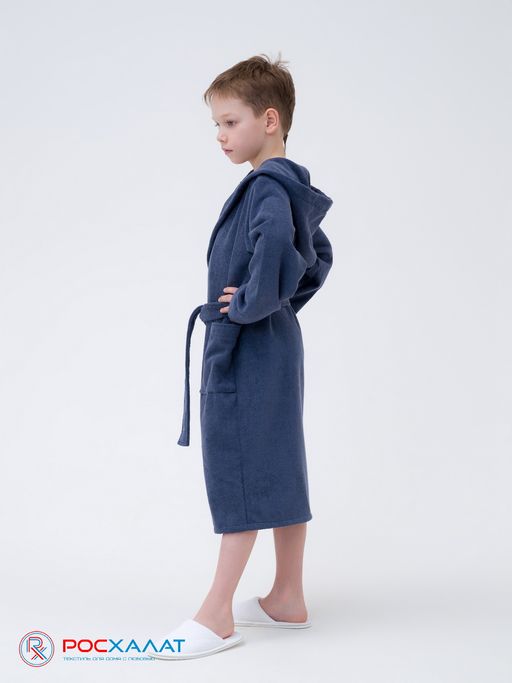 Детский махровый халат с капюшоном серый МЗ-04 (84) - Росхалат фото 3