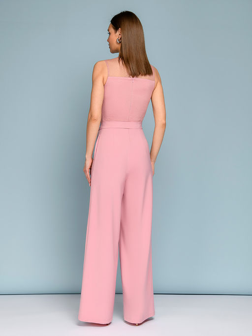 УЦЕНКА. Комбинезон цвета пыльной розы без рукавов с фатиновой вставкой - 1001dress фото 3