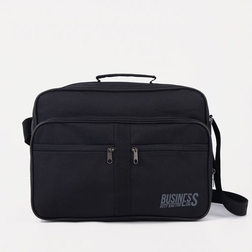 Сумка мужская на молниях Luris, длинный ремень, чёрная