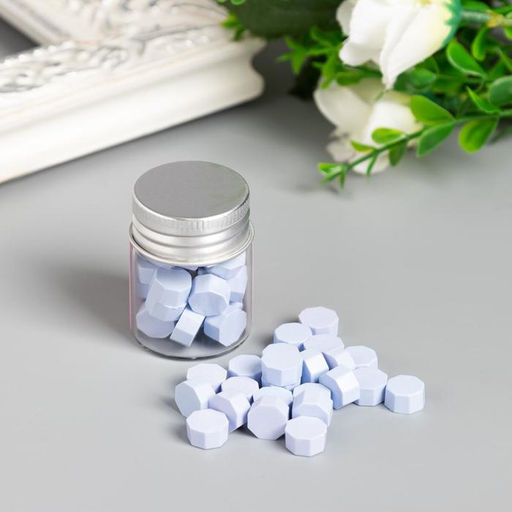 Цена за 2 шт. Сургуч в гранулах в баночке Восьмигранник сиреневый 9 гр 4,5х3х3 см - Арт узор фото 3