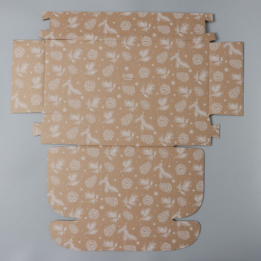 Цена за 2 шт. Коробка новогодняя складная «Шишки», бурый, 27×21×9 см, Новый год