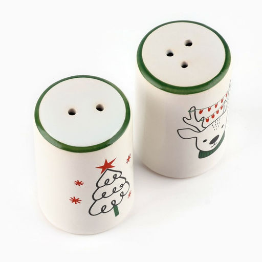 Солонка и перечница «Новогодний олень», 12×6.5×7 см, ручная работа