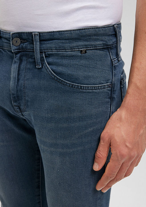 James Mavi Pro Puslu Vintage Koyu Mavi Jean Pantolon  фото 5