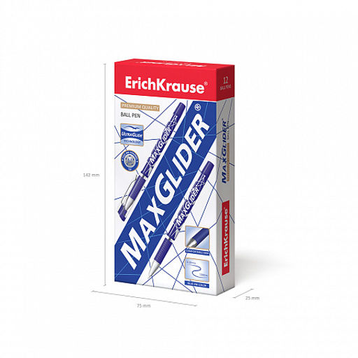 Цена за 12 шт. Ручка шариковая ErichKrause MaxGlider® Stick&Grip 0.7, Ultra Glide Technology, цвет чернил синий (в коробке по 12 шт.)  фото 5