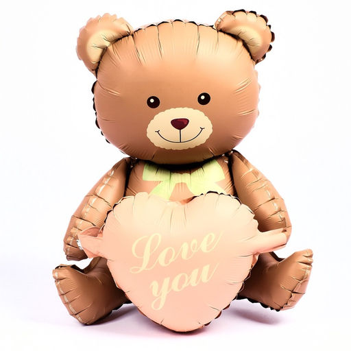 Воздушный шар фольгированный 42" «Медвежонок с сердцем», матовый, под воздух