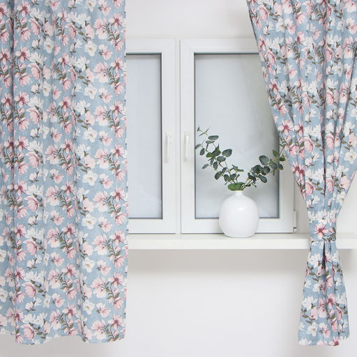 Комплект штор для кухни с подхватами Доляна Магнолия, 150х180 см - 2 шт, 50% хл, 50% пэ  фото 2