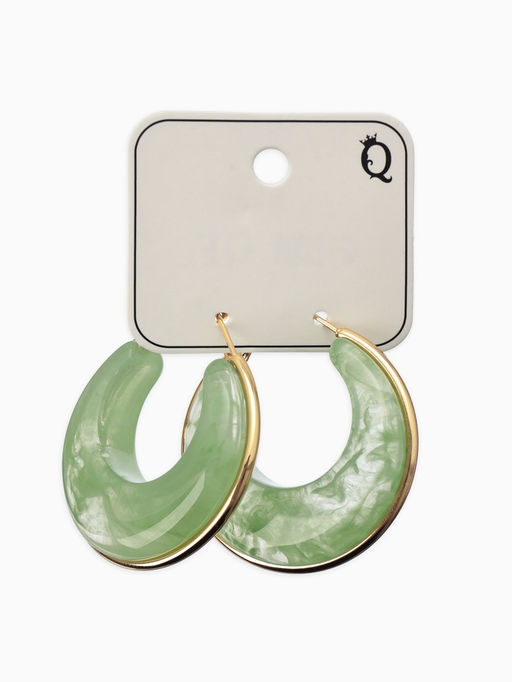 Серьги-кольца акрил «Тренд», нефритовые в золоте