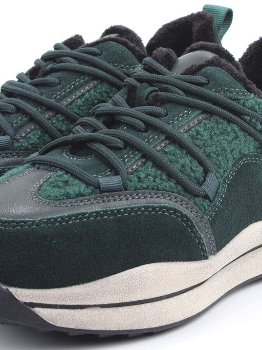 04-XKL23-140R GREEN Кроссовки утепленные женские (натуральная кожа, натуральная замша, байка)