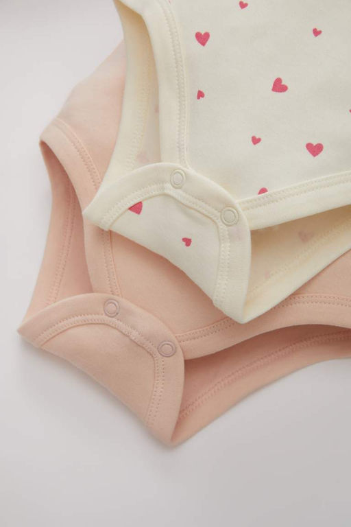 Комплект из 2 предметов с воротником-конвертом для новорожденных девочек и застежкой на кнопку с длинными рукавами - Defacto фото 3