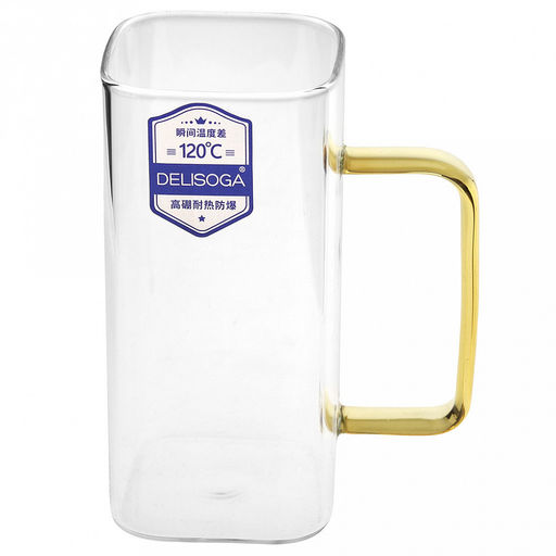 Кружка стеклянная 350мл Байкал тонкостенное, боросиликатное стекло, цветная ручка, 6х6см h12,5см, горло 5,9х5,9см, основание 5,5х5,5см, набор 4 штуки, в подарочной коробке, Делисога (Delisoga) (Китай) - Домашняя мода фото 4