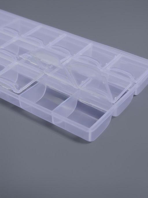 Цена за 4 шт. Органайзер для хранения мелочей, 21 отделение, 21.5×10.5×1.9 см, прозрачный