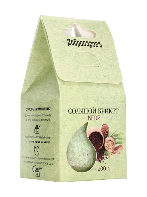 Соляной брикет куб «Кедр» 200 г «Добропаровъ»