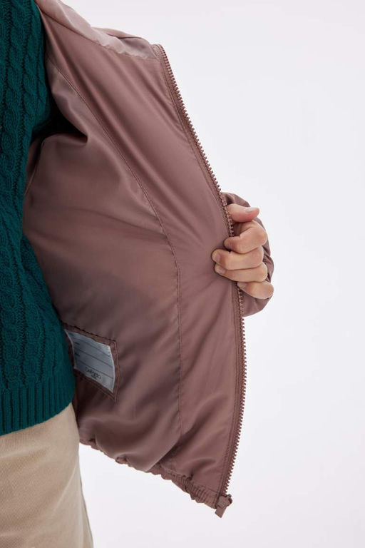 Водоотталкивающее пальто с капюшоном для девочек - Defacto фото 5