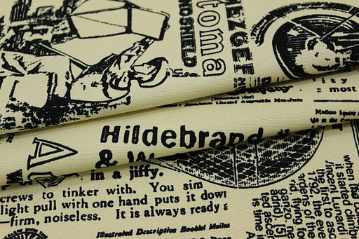 Интерьерный хлопок Газета цв.бежево-желтый, СОРТ2, ш.1.5м, хлопок-100%, 230гр/м.кв - Купава фото 5