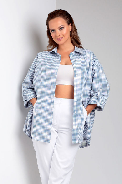Рубашка Liona Style 897 голубая клетка