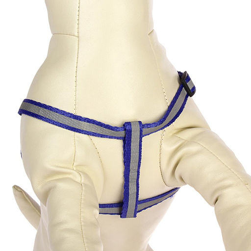 Комплект со светоотражающей лентой, ошейник 120 х 1 см, ОГ 26-40 см, синий - Пижон фото 4