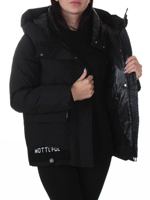 PE23-2 BLACK Куртка зимняя женская оверсайз (150 гр. холлофайбер)