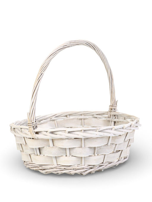 Корзина плетёная для хранения Alba, с ручкой, белая, набор 2 шт.