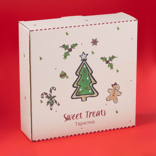 Тарелка новогодняя Доляна Sweet Treats, 1.1 л, d=20.7 см, глубокая, керамика, белая