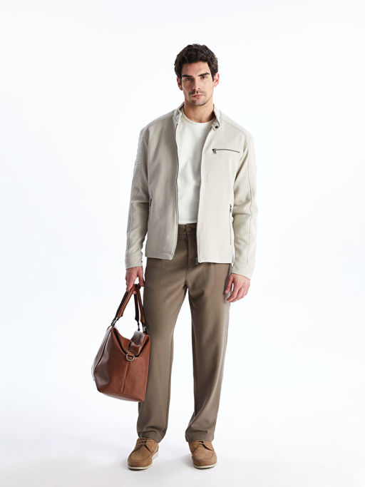 Slim Fit Biker Yaka Erkek Mont
