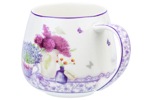 Кружка 450 мл 13*10*8,5 см Лаванда бочонок, NEW BONE CHINA - Elan gallery фото 3