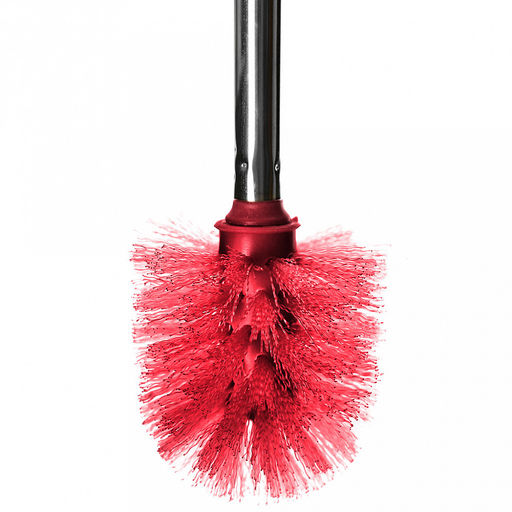 Ерш унитазный пластмассовый со съемной ручкой из нержавеющей стали "Металлик" 49см, с подставкой д13,5см h10,5см, бордо (Китай)