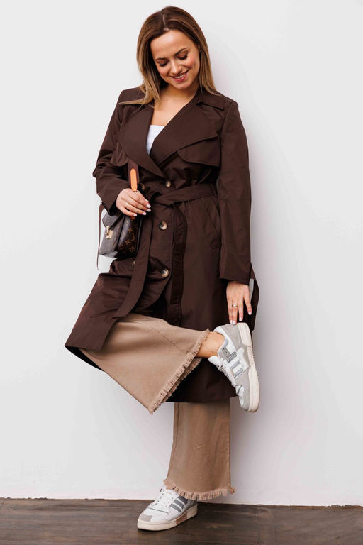 Плащ AURA 7034-170 шоколадный  фото 4