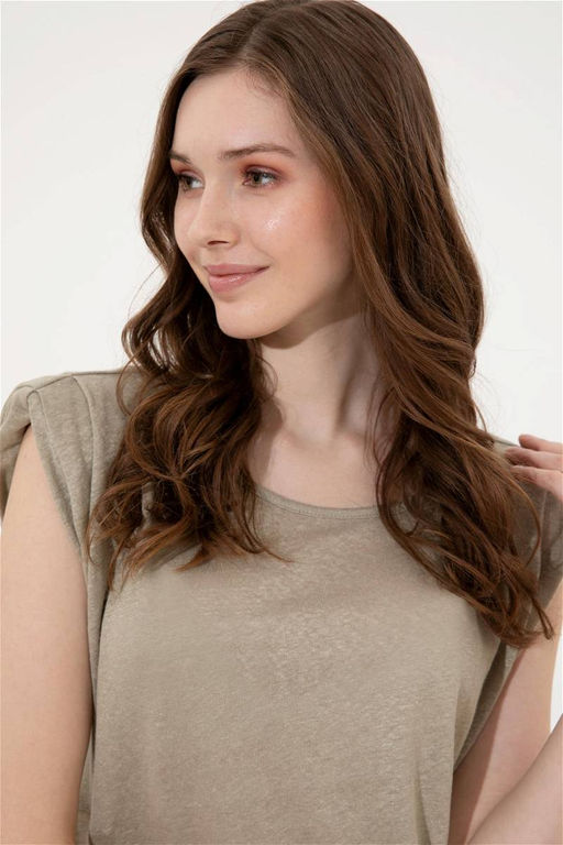 Женская футболка без рукавов цвета хаки с круглым вырезом Неожиданная скидка в корзине - U.s. polo assn фото 2