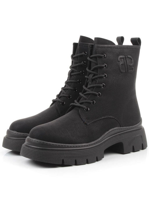 04-WD022-1M BLACK Ботинки зимние женские (натуральная кожа, 100% шерсть)