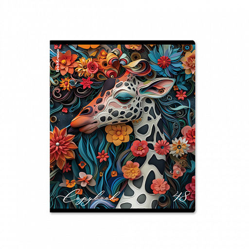 Цена за 5 шт. Тетрадь общая ученическая ErichKrause Flower Animals, 48 листов, выборочный УФ-лак, клетка_MIX-PACK  фото 3