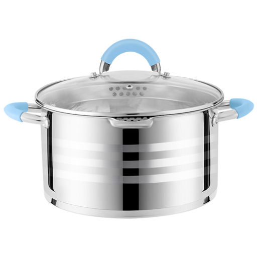 Кастрюля 4,5 л, MELODIA, из нерж стали, с крышкой-дуршлагом и 2-мя носиками для слива арт.109009