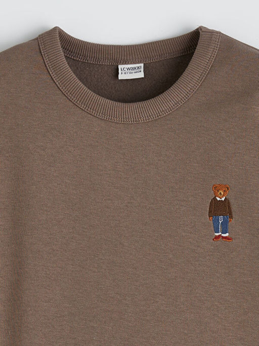 Bisiklet Yaka Nak??l? Erkek ?ocuk Kal?n Sweatshirt