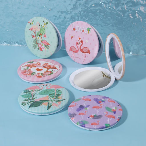 Зеркало складное «Flamingo Love», d=7.5 см, рисунок МИКС