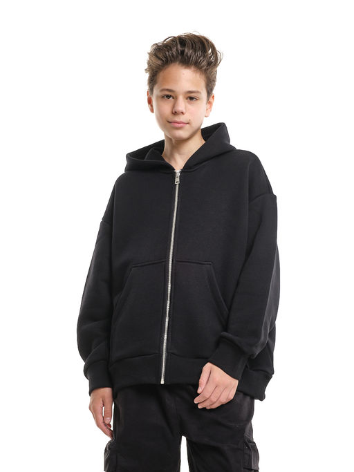 Зипка толстовка для мальчика с шевроном 22-0430 черный